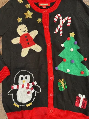 Holiday Novelty Cardigan Sweater - size small ! thumbnail 2