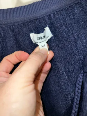 aerie Navy Peasant Blouse with Balloon Sleeves thumbnail 3