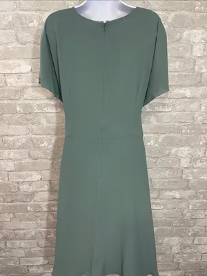 Ann Taylor V-Neck Draped Sage Green Dress thumbnail 5