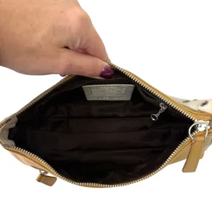 Coach 4447 Hamptons Leather Demi Shoulder Hobo Bag Vintage Brown Cream thumbnail 6