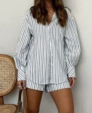 Commence Navy and White Striped Shirt thumbnail 2