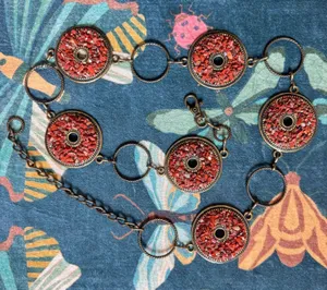 Vintage Red Stone Medallion Chain Belt Antique Brass Boho Statement Accessory thumbnail 1