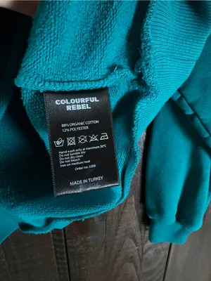 Colourful Rebel Teal 'Lovers & Rebels' Embroidered Sweatshirt Organic Cotton XS thumbnail 5