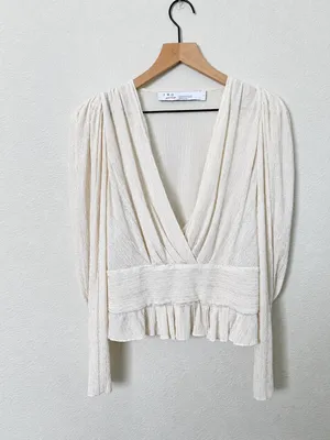 IRO Joono Puff Sleeve Top In Metallic White / Gold Womens Size 42 / US 10 thumbnail 6