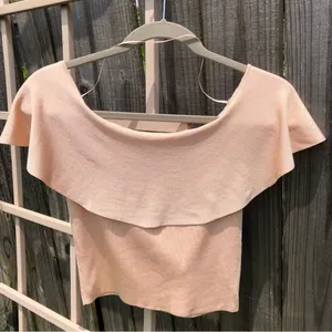 ZARA Knit Crop Top In Pink Blush S thumbnail 1