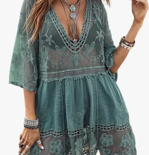 Green/Teal Lace Cover thumbnail 1