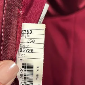 Alfred Angelo Burgundy Satin Open‎ Back Bow Maxi Dress Gown Prom Juniors 5/6 thumbnail 9