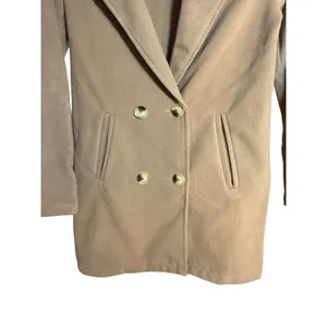 Boohoo Womens Double Breasted Button Wool Look Coat in Camel Sz S‎ thumbnail 5