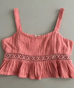 Roxy Textured crochet detailed Peplum Camisole Small thumbnail 1