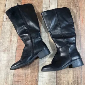 Frye & Co Lillian Black Knee High Riding Boots 7.5 Wide Calf Vegan thumbnail 5