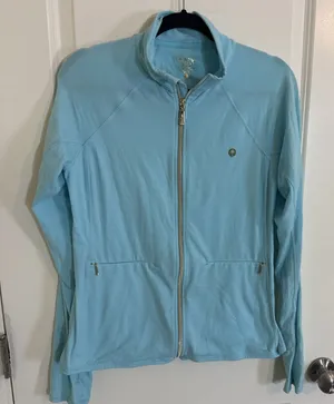 Lilly Pulitzer 50+ Luxletic Teal Brittana Jacket Womans Sz Large Resort Vacay thumbnail 1