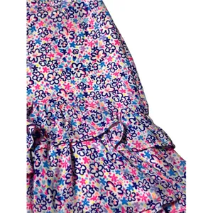 Lilly Pulitzer Womens 8 Floral Ruffle Mini Skirt Pink Blue Tiered Lined thumbnail 5