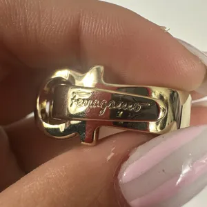 Salvatore Ferragamo Gold Tone Gancini Scarf Ring W/ Box thumbnail 8