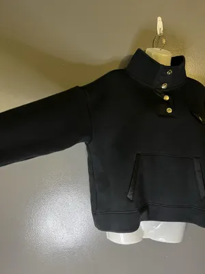 Tuckernuck Sport Sweatshirt Womens Large Black High Neck Button Fleece Pullover thumbnail 4