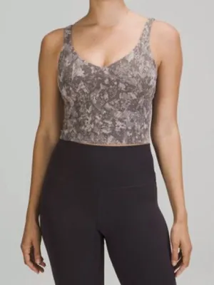 Lululemon Align Tank Top Grey Brown Snakeskin Animal Print Crop V-Neck‎ Yoga Bra thumbnail 1