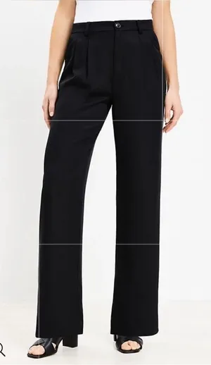 Loft Womens Black Lyocell Pleated Wide Leg Trousers Pants Sz 8 542 thumbnail 1
