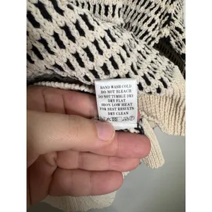 Newin Knit Sweater Womens Large Cream Black Excellent Cropped Balloon Sleeve thumbnail 4