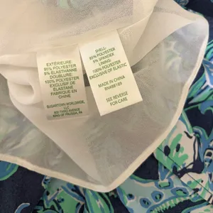 LILLY PULITZER Cristiana Dress‎ High Tide Navy Take It Or Leaf It Smocked 0 thumbnail 13