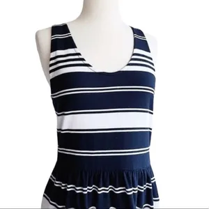 Jcrew Striped Nautical Villa Navy Blue White Tank Dress Button Back M thumbnail 6