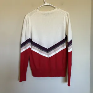 Ontwelfth Sweater Womens Medium Red‎ Ivory Stripe Long Sleeve Crewneck thumbnail 6