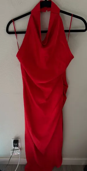 VICI Satin Red Open Back Dress Size M Holiday Christmas Cocktail thumbnail 1