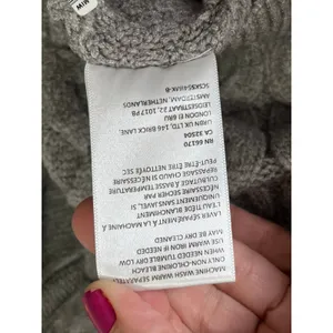 Anthropologie Cable Knit Mock Neck Balloon Sleeve Cropped Sweater Gray Size S thumbnail 7