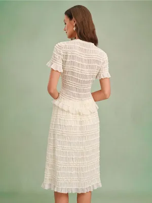 Rihoas Apricot Boat Neck Shirred Tee thumbnail 4