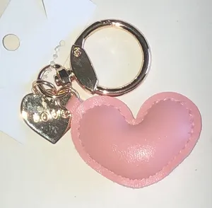 Pink Heart Keychain with Gold Love Charm thumbnail 1