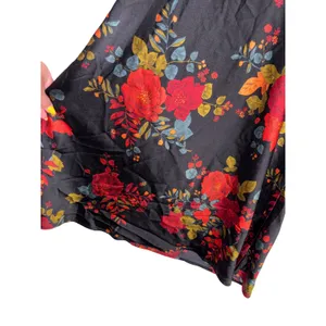 Sara Michelle Floral Satin Cowl Neck Midi Slip Dress Black Red Wedding Guest‎ LG thumbnail 5