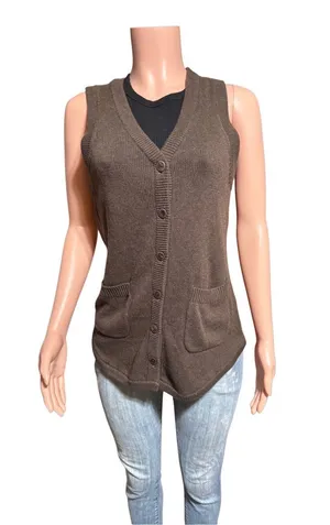 Women's moca sleeveless button up Shirt tail vest M thumbnail 1