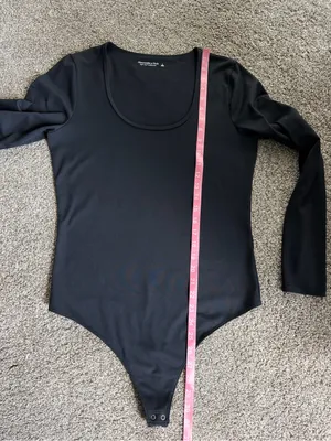 Abercrombie & Fitch Soft A&F Black Long Sleeve Scoop Neck Bodysuit Large thumbnail 5