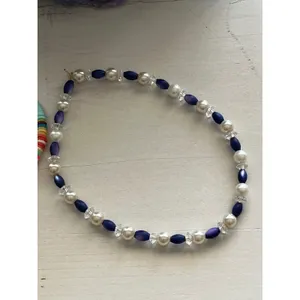 Set‎ of 2 Beaded anklets Colorful Disc Beads Pearl Navy Seed Beads thumbnail 3