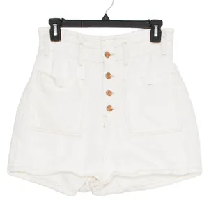 Zara Shorts Paperbag Waist Button Fly High Rise Cottage Y2K Minimalist White 6 thumbnail 1