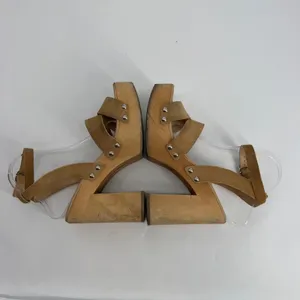 Sam Edelman‎ Rosalind Tan Suede Wooden Platform Sandals Size 8M Studded Clogs thumbnail 6