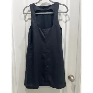 & Other Stories 100% Linen Black Mini Dress w/ Cutout Back Sz 6 thumbnail 8