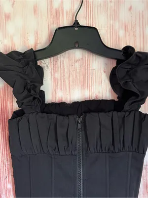 Princess Polly Black Gathered Front Lace Up Bustier Corset Crop Top Size 0 thumbnail 10