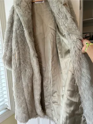 Monterey Fashions Vintage Long Faux Fur Coat in Cool Gray Women's Winter Coat thumbnail 4