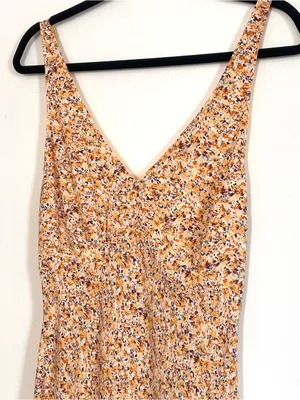 Abercrombie & Fitch Yellow Floral Midi Dress Small Tall thumbnail 4