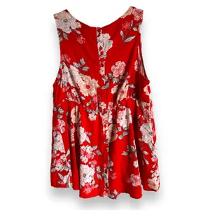 Torrid Womens Tank Top Sz 1 1X‎ 14 16 Floral Red Babydoll Challis Flower Print thumbnail 6