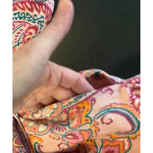 Venus 2 Romper Pink Paisley Long Sleeve V Neck Tie Waist Boho Shorts Linen Blend thumbnail 10