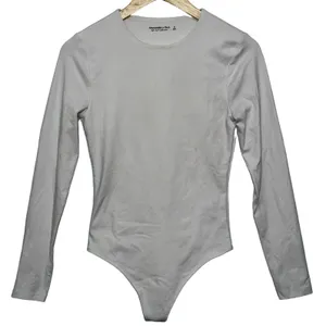 Abercrombie & Fitch Soft A&F White Crew Neck Long Sleeve Bodysuit Size Small S thumbnail 1
