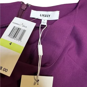 💜 Likely Packard One Shoulder Dress 💃 Plum Purple‎ Bodycon Midi NWT Size 4 ✨ thumbnail 6