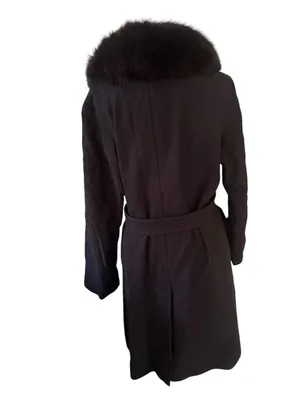 Michael Kors Faux Fur Trim Wool Blend Coat Black 12 thumbnail 2
