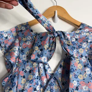 NWT Altar'd State Blue Floral Dress Silky Feel Flutter Sleeves Medium Romantic‎ thumbnail 10