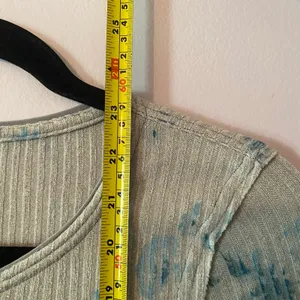 Free People Gray Blue Ribbed Henley Loungewear Top Long Sleeves Women size Large thumbnail 8