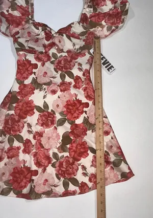 Stevie by Steve Madden Floral Puff Sleeve Mini Dress XS Rose Print thumbnail 8