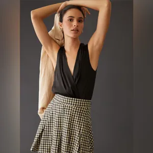 🍁 Bradamant Black Silk Wrap Sleeveless Bodysuit, Size XL thumbnail 4