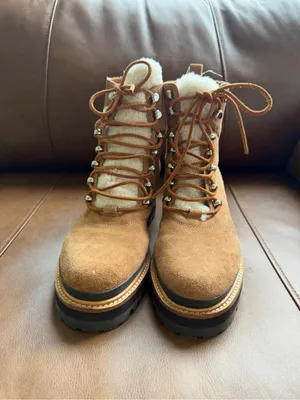 Marc Fisher Lizzie Genuine Leather and Shearling Lug Sole Boots Size 8.5 thumbnail 4