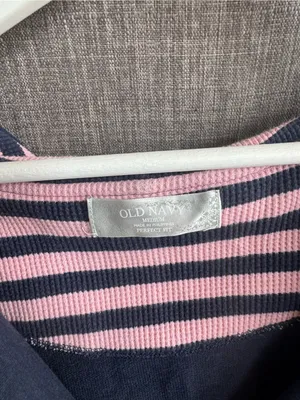 Women’s Old Navy Navy and Pink Striped Knit Top thumbnail 2