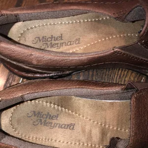 Michel Menyard brownleather slip on loafers size 8 thumbnail 4